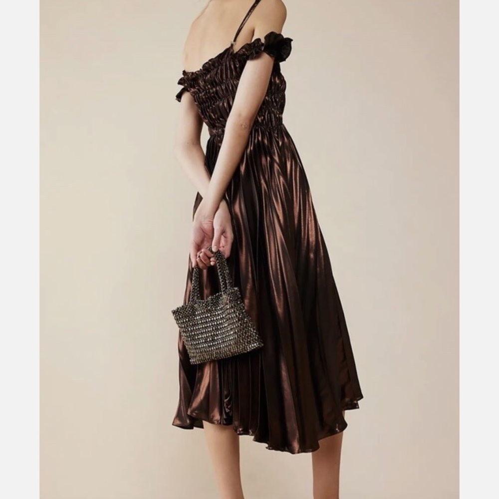 Georgia Hardinge Siren Metallic Bronze Midi Dress